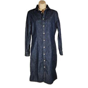 Polo Ralph Lauren Denim Button Up Dress Women's Size 10 Long Sleeve Fall Winter